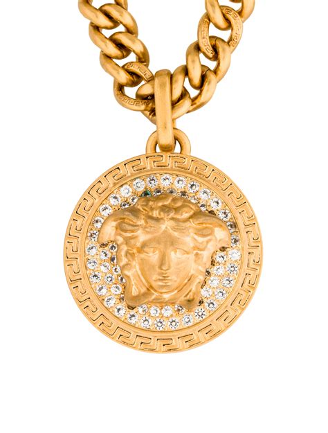 gold versace medusa pendant|Versace icon medusa necklace.